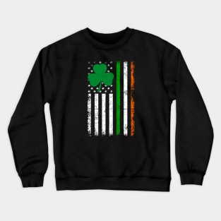 Vintage St Patrick's Day Irish American Flag Shamrock Lucky Crewneck Sweatshirt